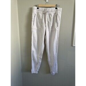 Athleta Cabo Size 8 Linen Pants Joggers Cream Drawstring Pockets